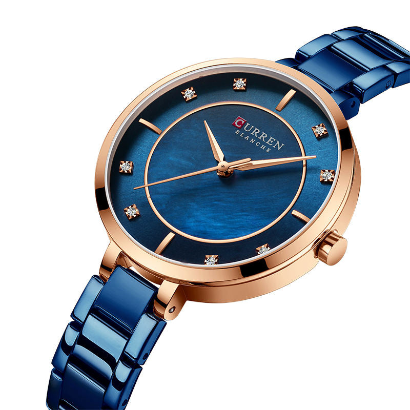 Curren Blanche Gold Pearl Diamond Watch – Women's Luxury Stainless Steel Timepiece