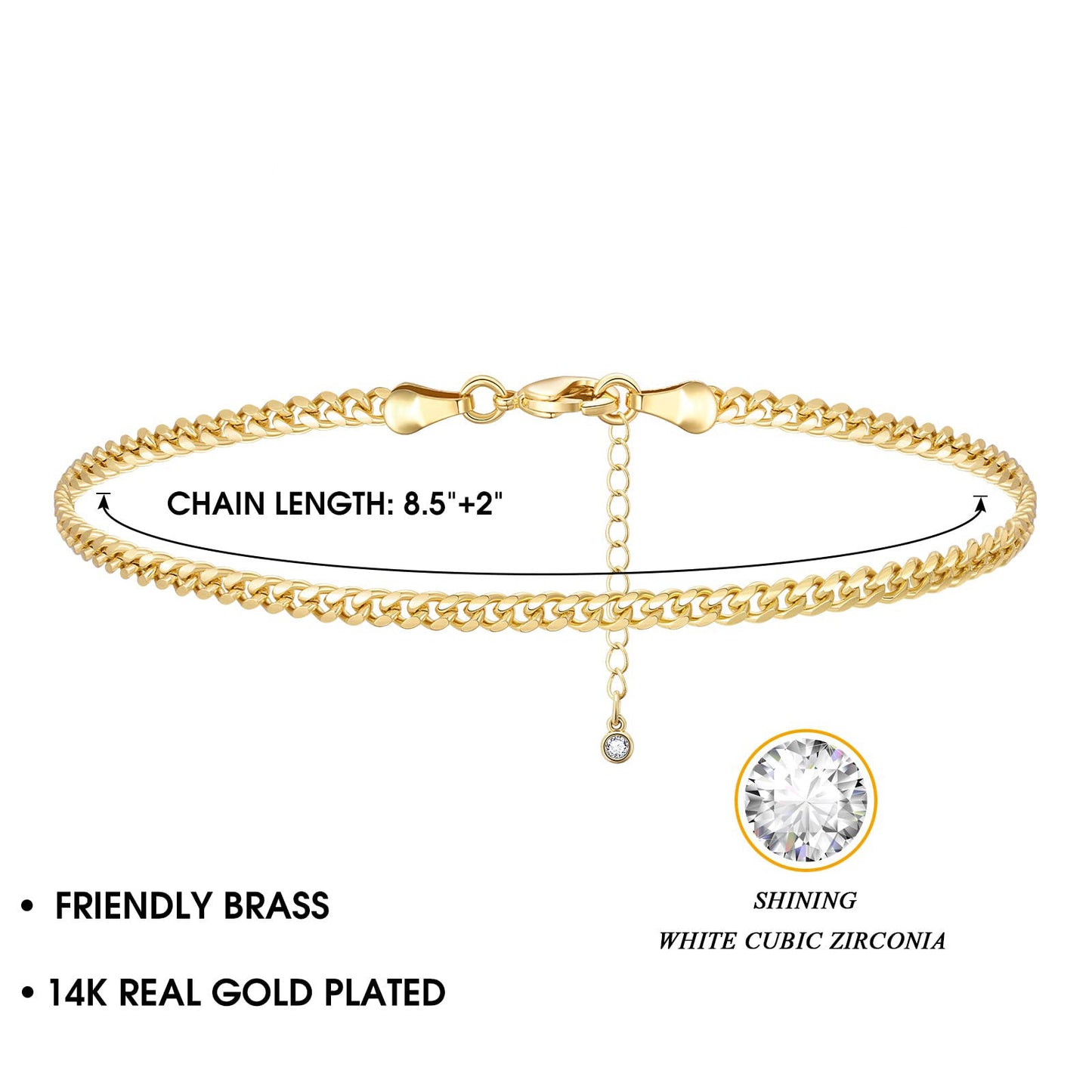 Gold Cuban Link Chain Anklet