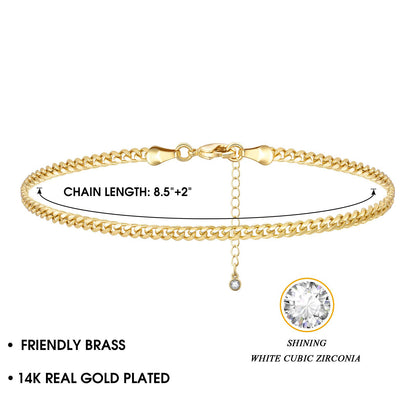 Gold Cuban Link Chain Anklet