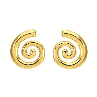 Gold Oversized Swirl Spiral Statement Earrings