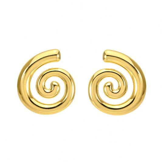 Gold Oversized Swirl Spiral Statement Earrings