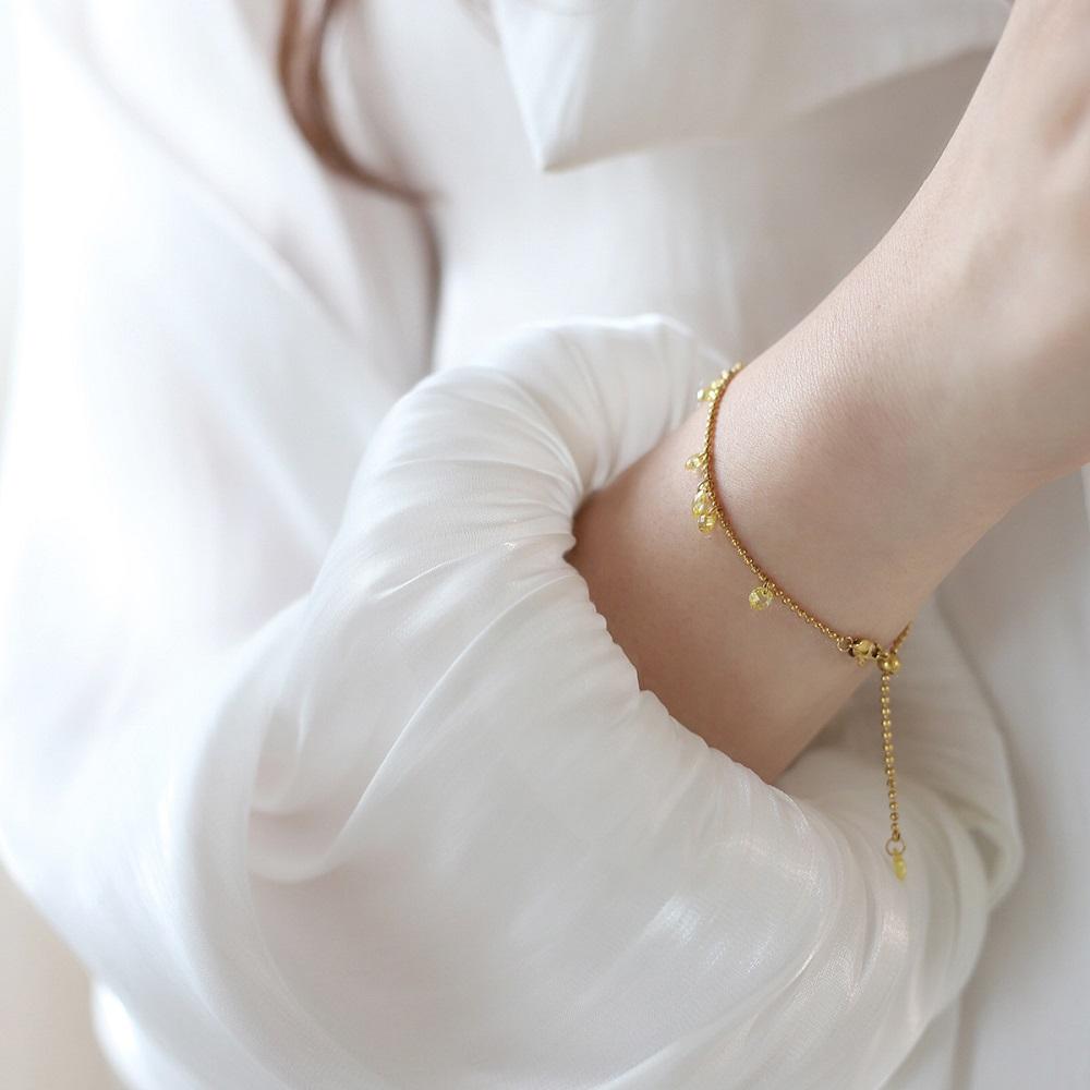 Gold Crystal Drop Charm Bracelet