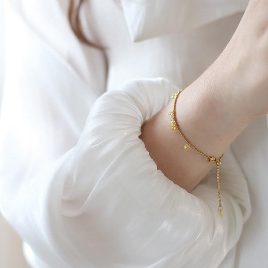 Gold Crystal Drop Charm Bracelet
