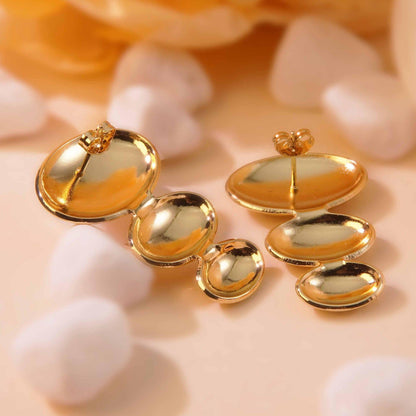 Gold Triple Bubble Drop Earrings