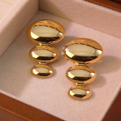 Gold Triple Bubble Drop Earrings