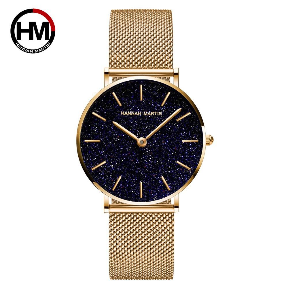 Hannah Martin Starry Sky Rose Gold Mesh Watch – Women's Luxury Timepiece