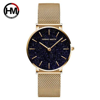 Hannah Martin Starry Sky Rose Gold Mesh Watch – Women's Luxury Timepiece