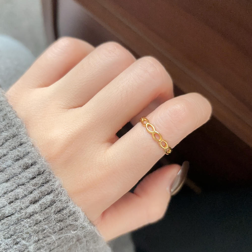 Gold Open Weave Leaf Ring