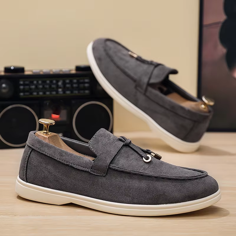 Men's Suede Tassel Loafers – Slip-On Casual Shoes | Blue, Khaki & Grey