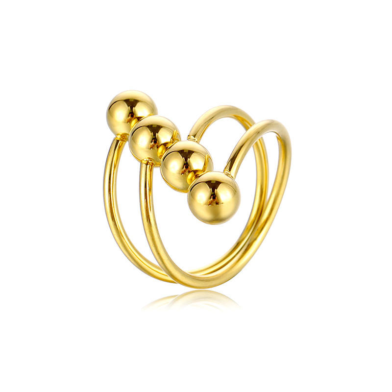 Gold Triple Band Multi-Ball Cuff Ring