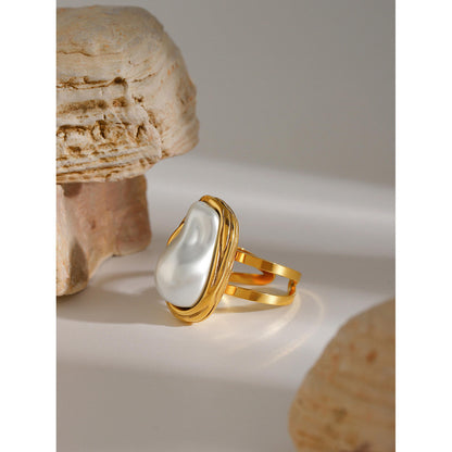 Gold Wire-Wrapped Baroque Pearl Ring