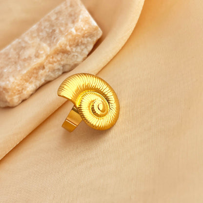 Gold Nautilus Shell Spiral Ring