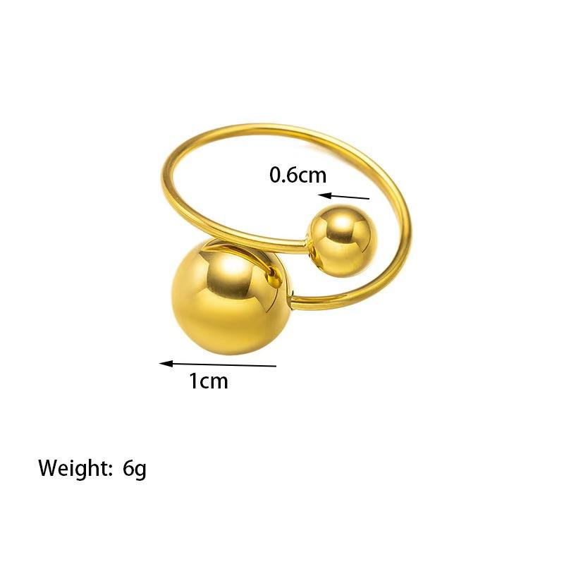 Gold Double Ball Bypass Cuff Ring