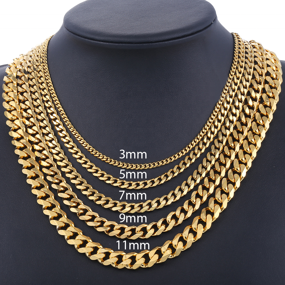 Gold Cuban Link Chain Necklace – 18K Gold-Plated Stainless Steel for Men & Women