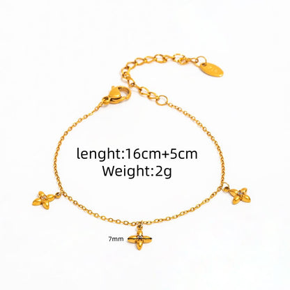 Gold Four-Petal Charm Bracelet