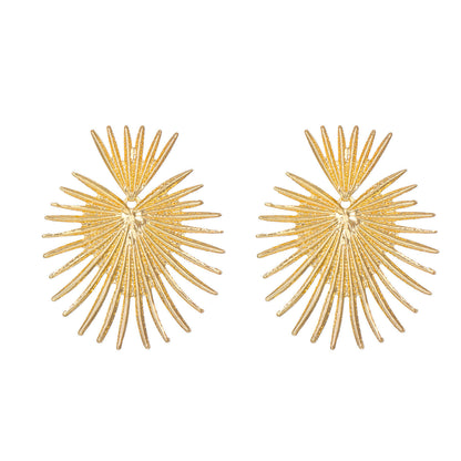 Gold Sunburst Spike Statement Earrings