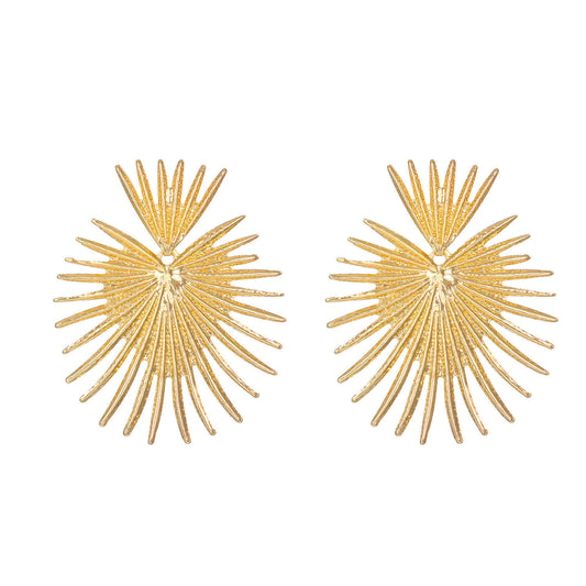 Gold Sunburst Spike Statement Earrings