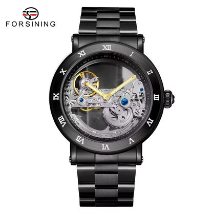 FORSINING Black Skeleton Automatic Watch