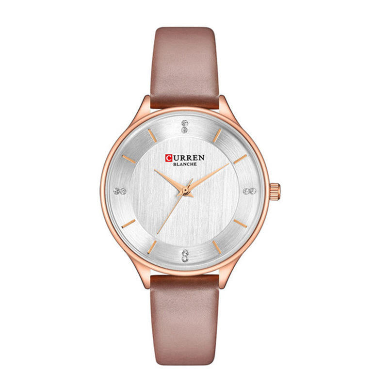 Curren Blanche Gold & Red Leather Diamond Watch – Women's Elegant Timepiece