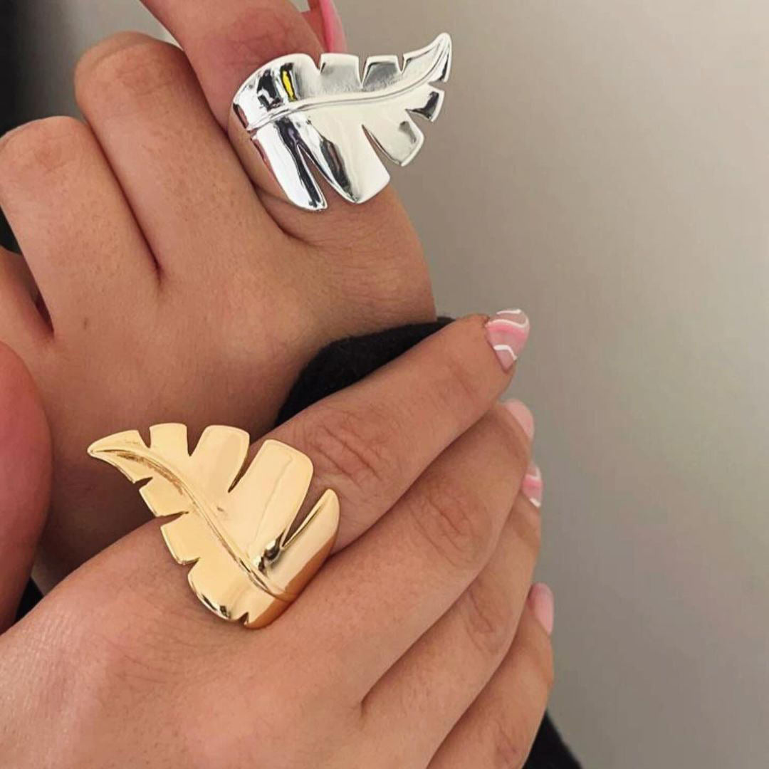Gold Monstera Leaf Open Ring