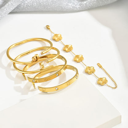 Gold Bracelet Stack Set – 5 Pieces