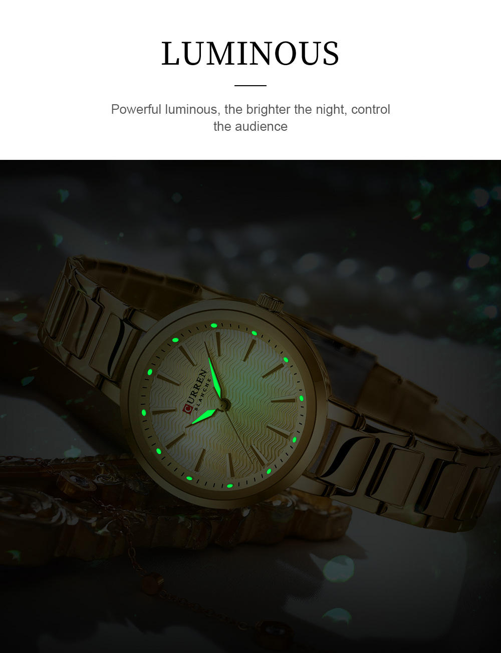 Curren Blanche Gold Wave Dial Watch – Women's Luxury Stainless Steel Timepiece
