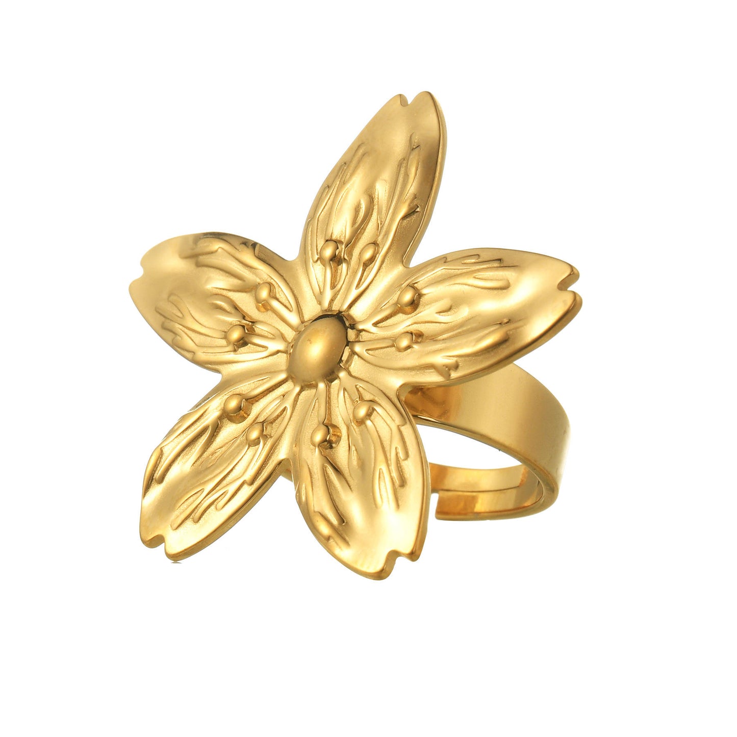 Gold Jasmine Blossom Statement Ring