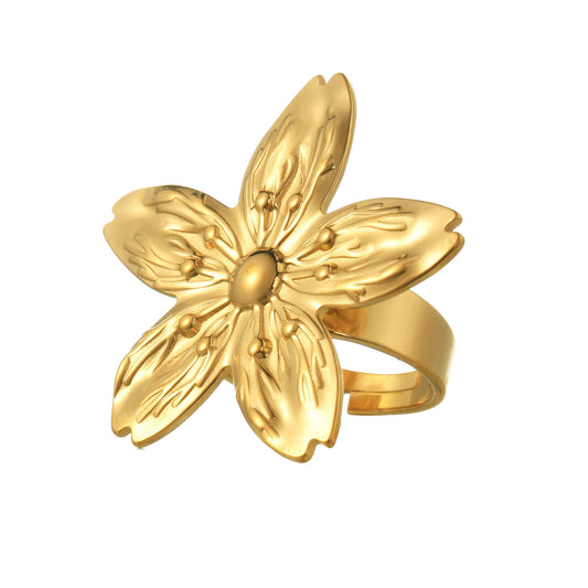 Gold Jasmine Blossom Statement Ring