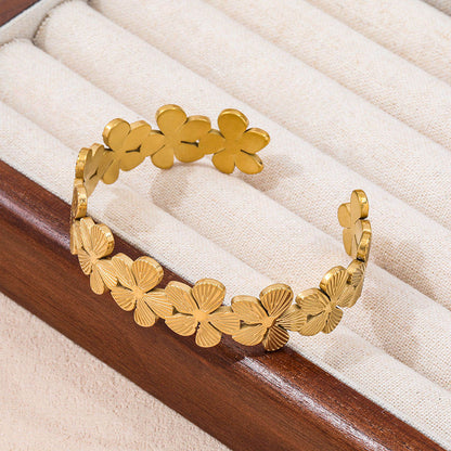 Gold Flower Cuff Bracelet