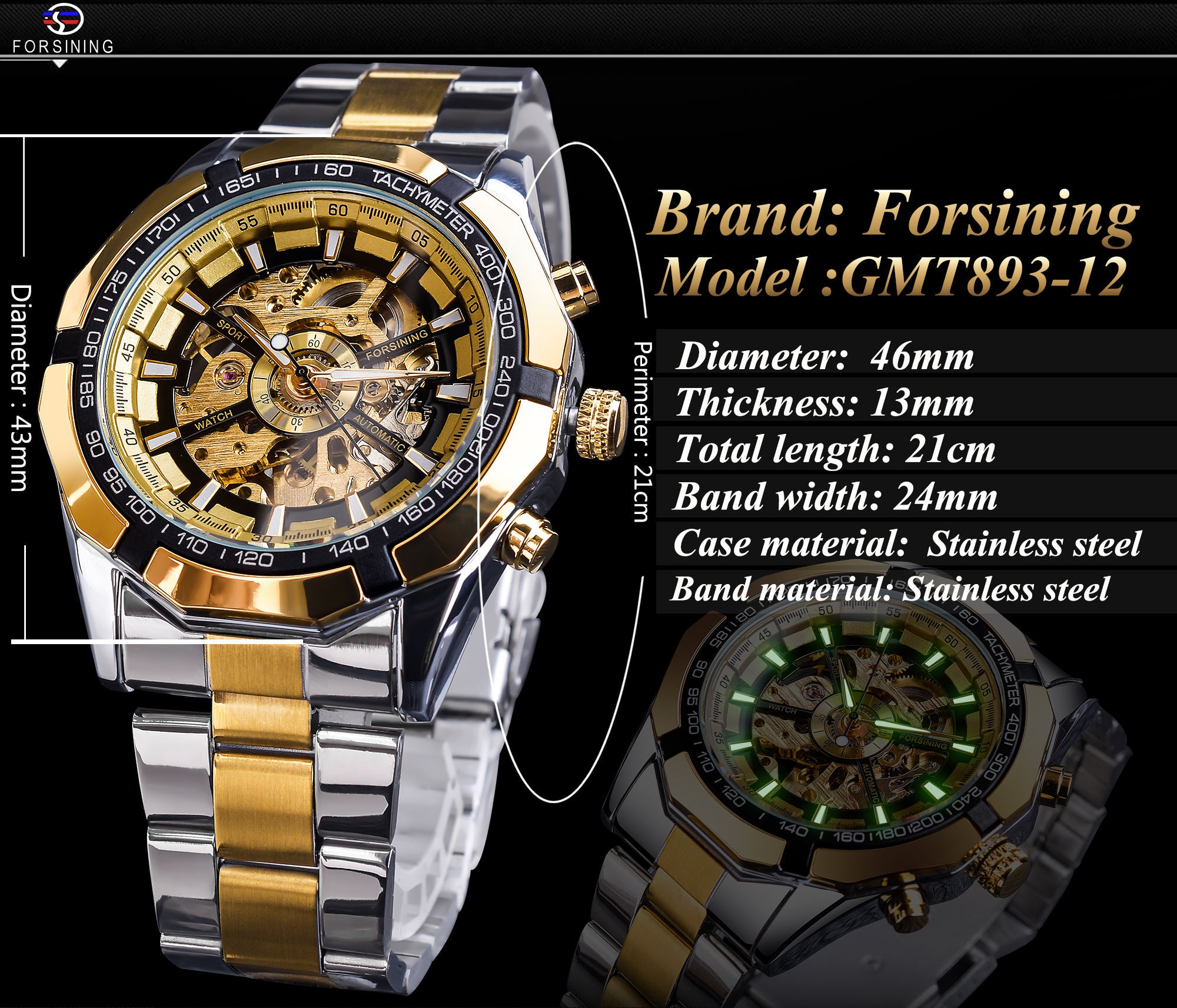 Skeleton Automatic Sport Watch
