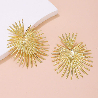 Gold Sunburst Spike Statement Earrings