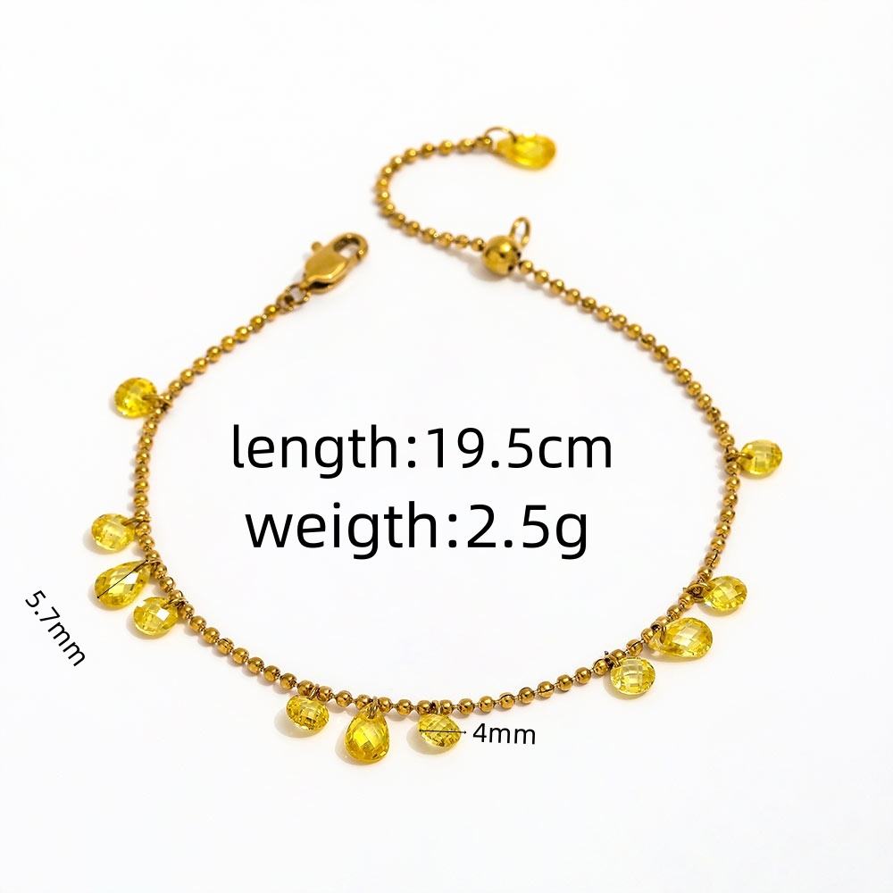 Gold Crystal Drop Charm Bracelet