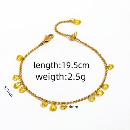 Gold Crystal Drop Charm Bracelet