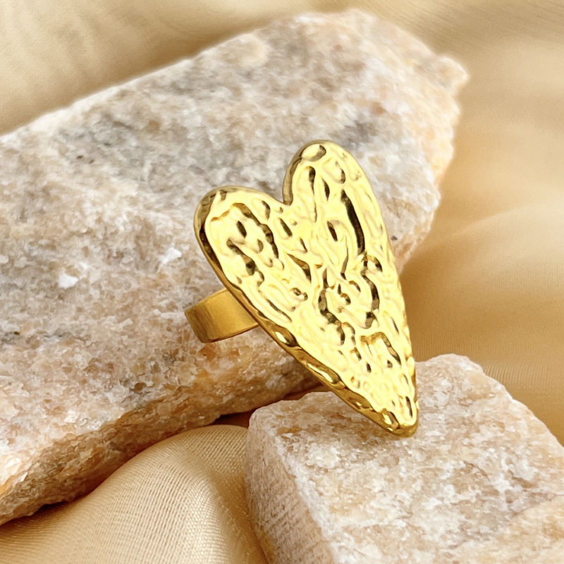 Gold Molten Heart Statement Ring
