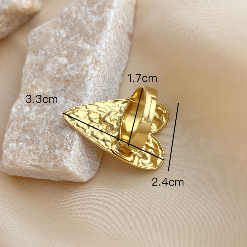 Gold Molten Heart Statement Ring
