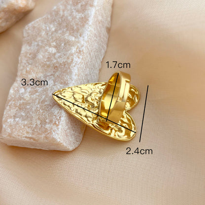 Gold Molten Heart Statement Ring