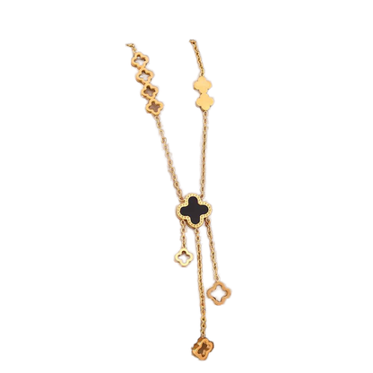 Gold Four-Leaf Clover Lariat Necklace – Women's Luxury Lucky Charm Pendant