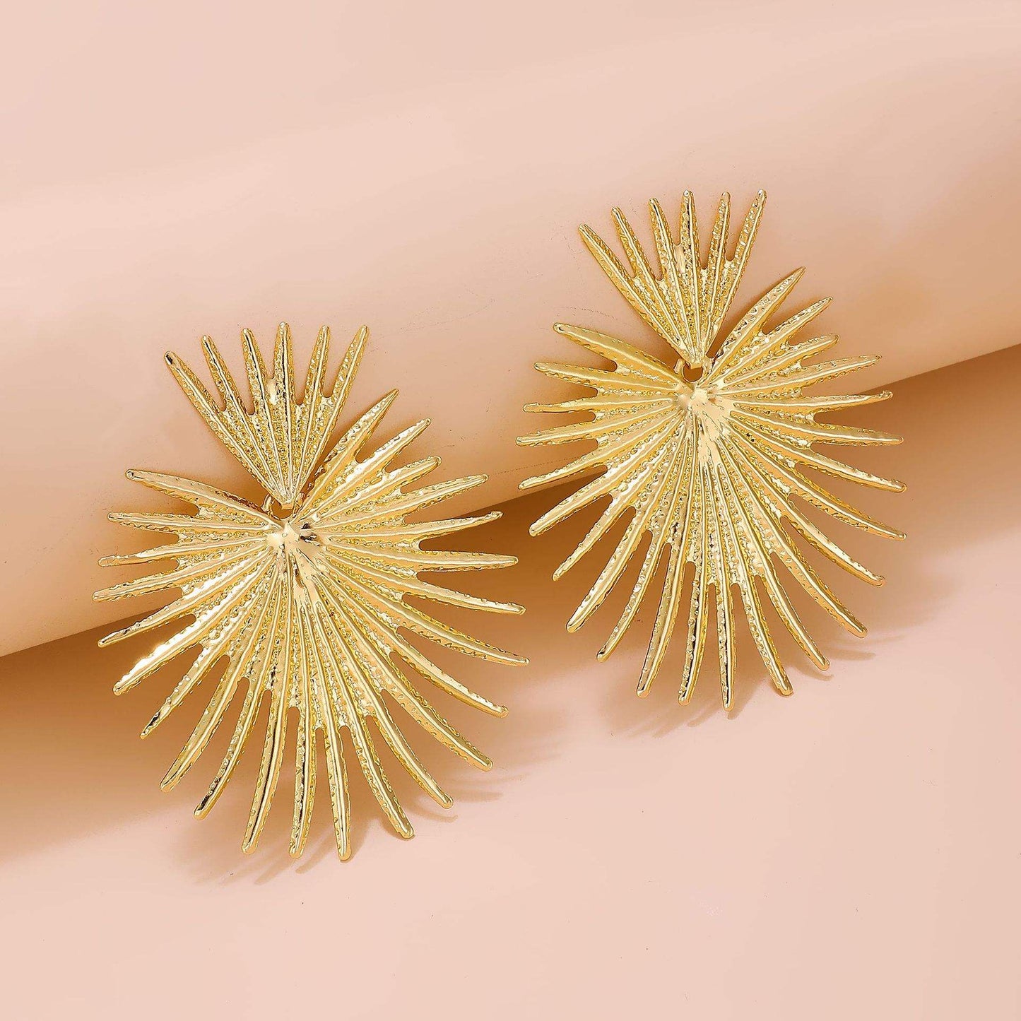 Gold Sunburst Spike Statement Earrings