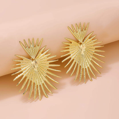 Gold Sunburst Spike Statement Earrings