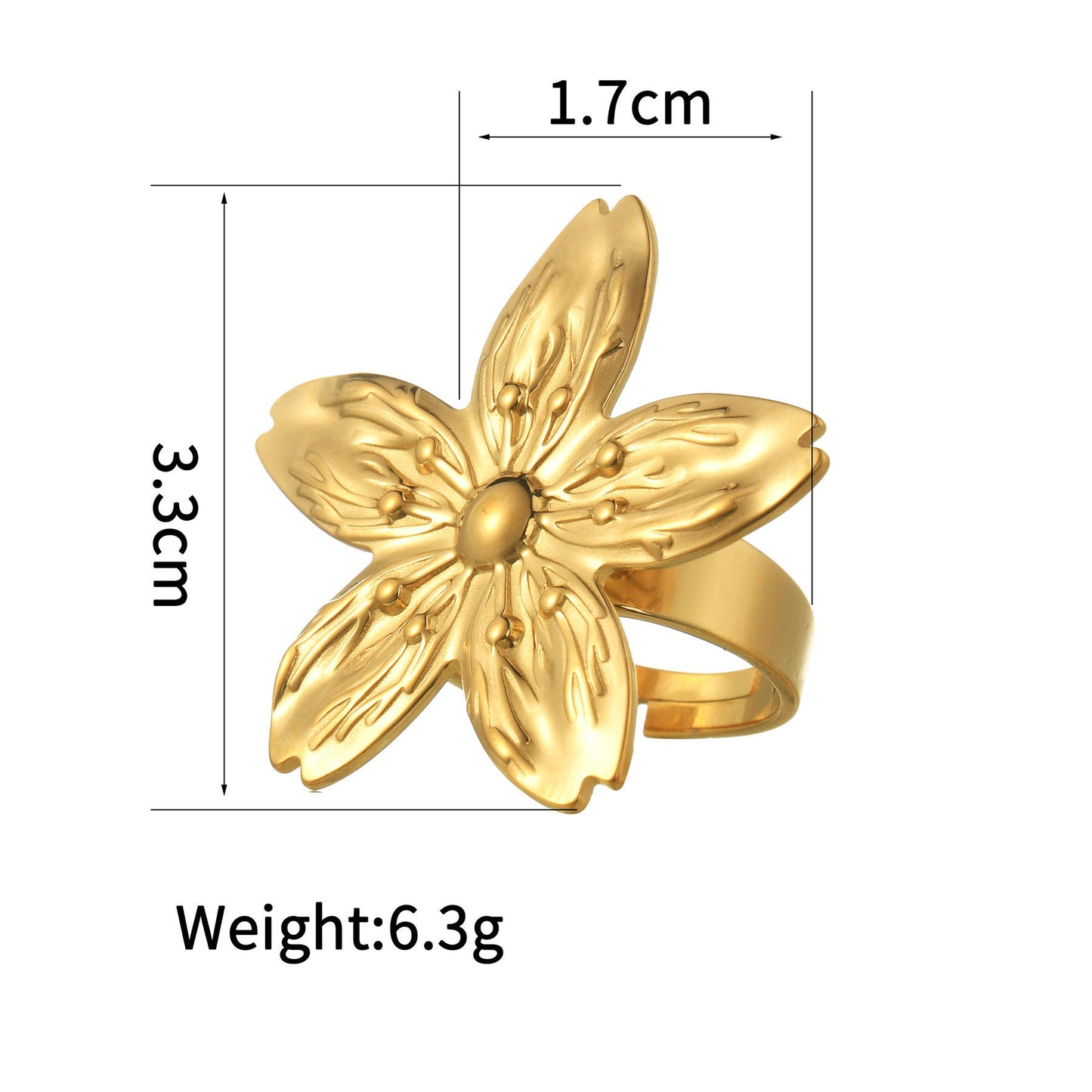 Gold Jasmine Blossom Statement Ring