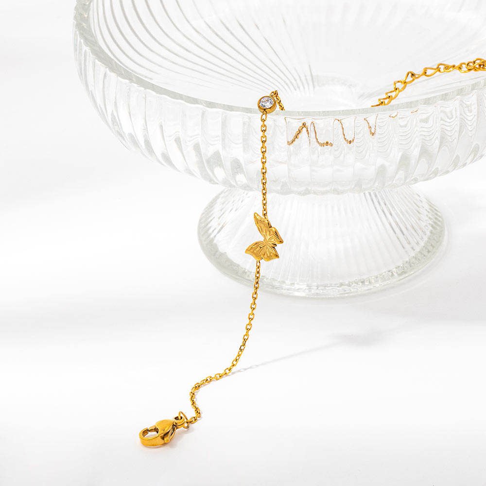 Gold Butterfly & Diamond Bracelet
