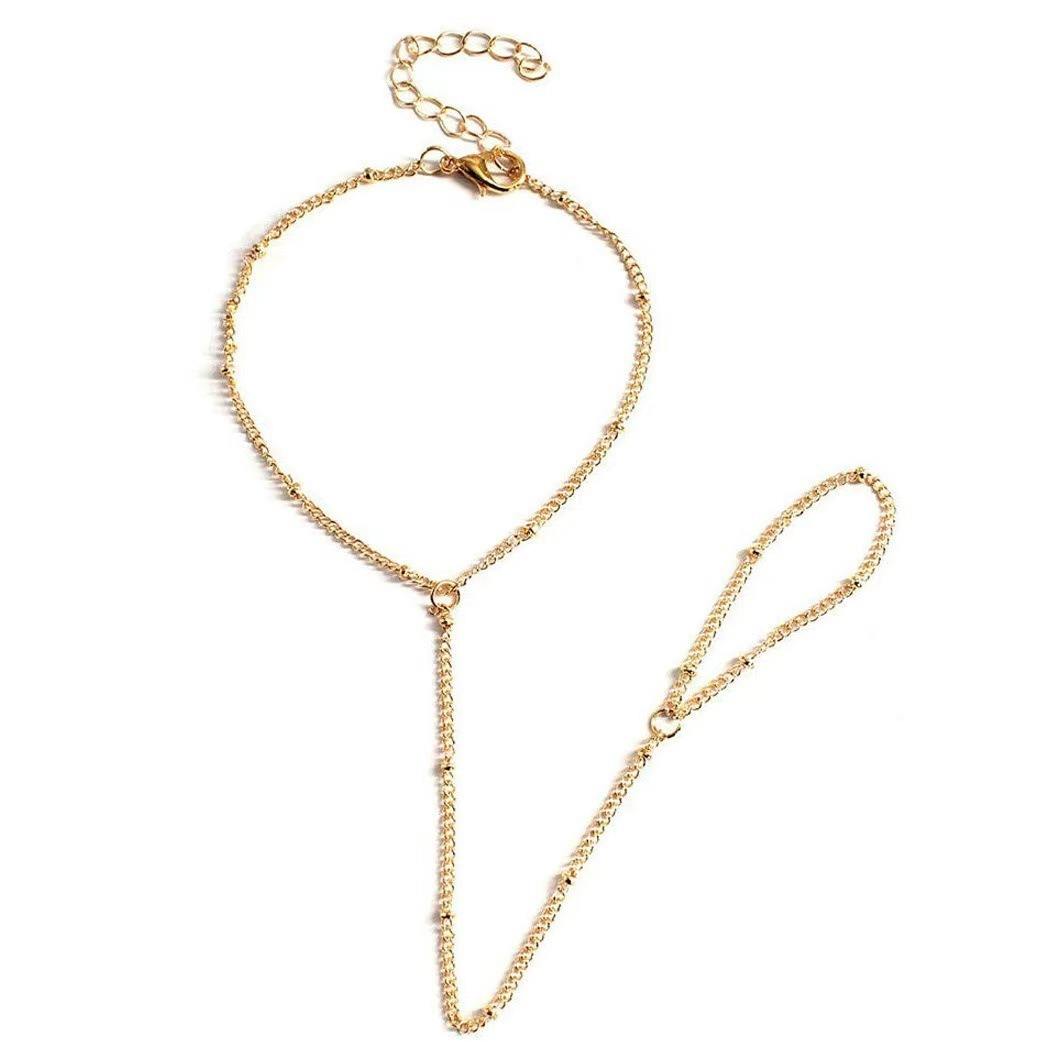 Gold Satellite Chain Hand Chain Bracelet -  20cm