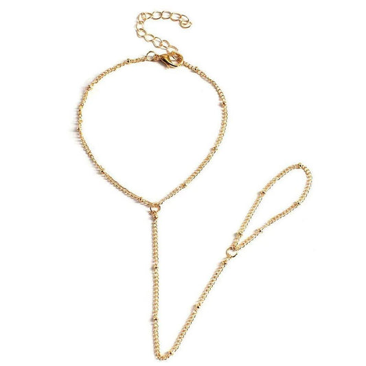 Gold Satellite Chain Hand Chain Bracelet -  20cm
