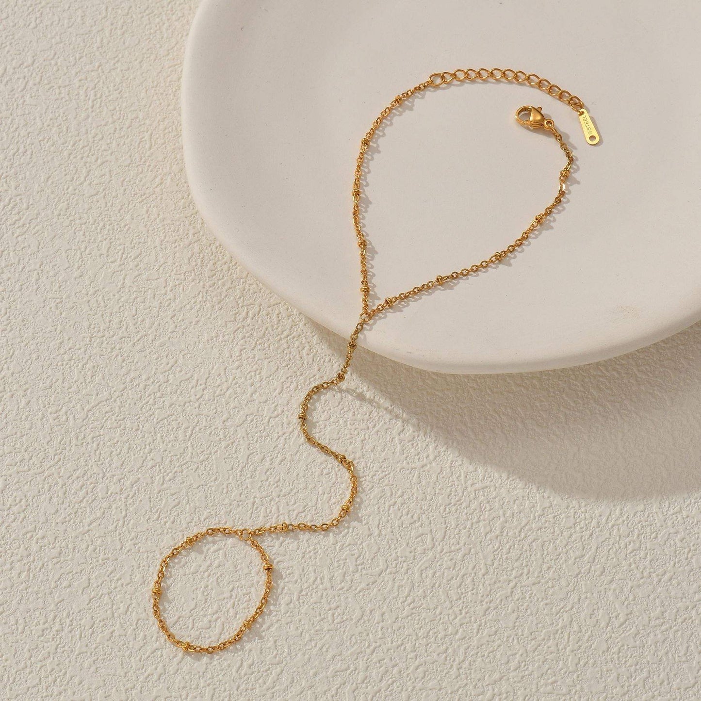 Gold Cable Chain Hand Chain Bracelet - 20cm