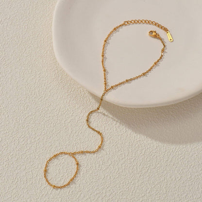 Gold Cable Chain Hand Chain Bracelet - 20cm