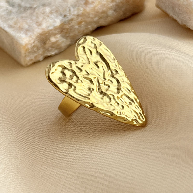 Gold Molten Heart Statement Ring