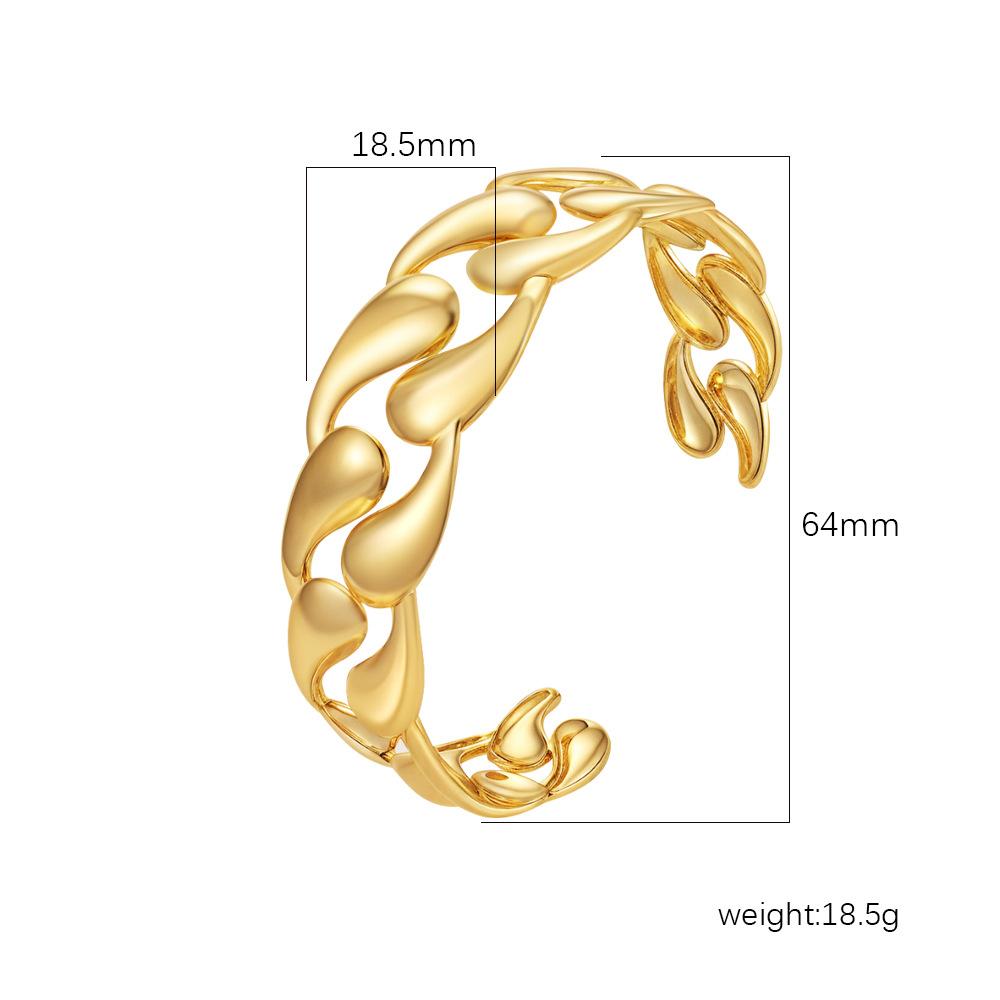 Gold Curb Chain Link Open Cuff Bangle