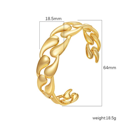 Gold Curb Chain Link Open Cuff Bangle