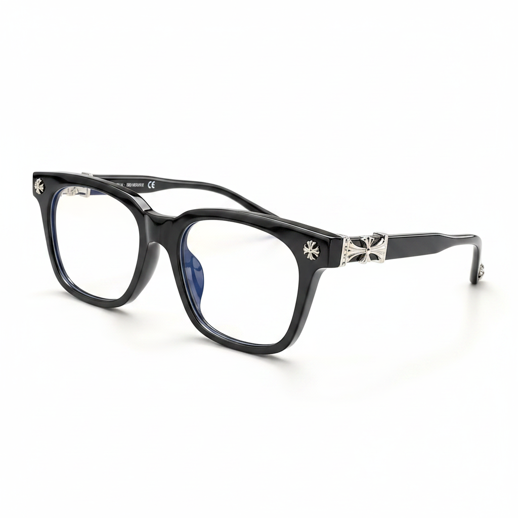 Black Square Blue Light Glasses – White Background