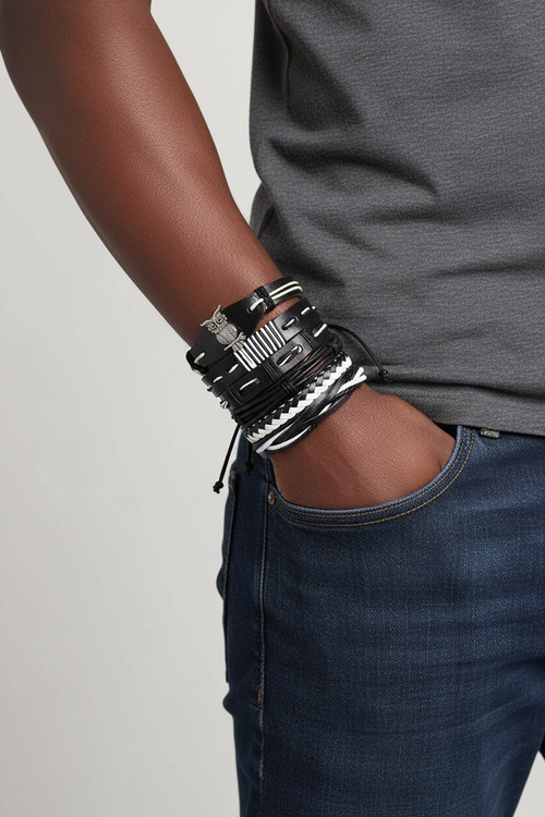 Black & White Owl Bracelet – Men's Lifestyle Photography